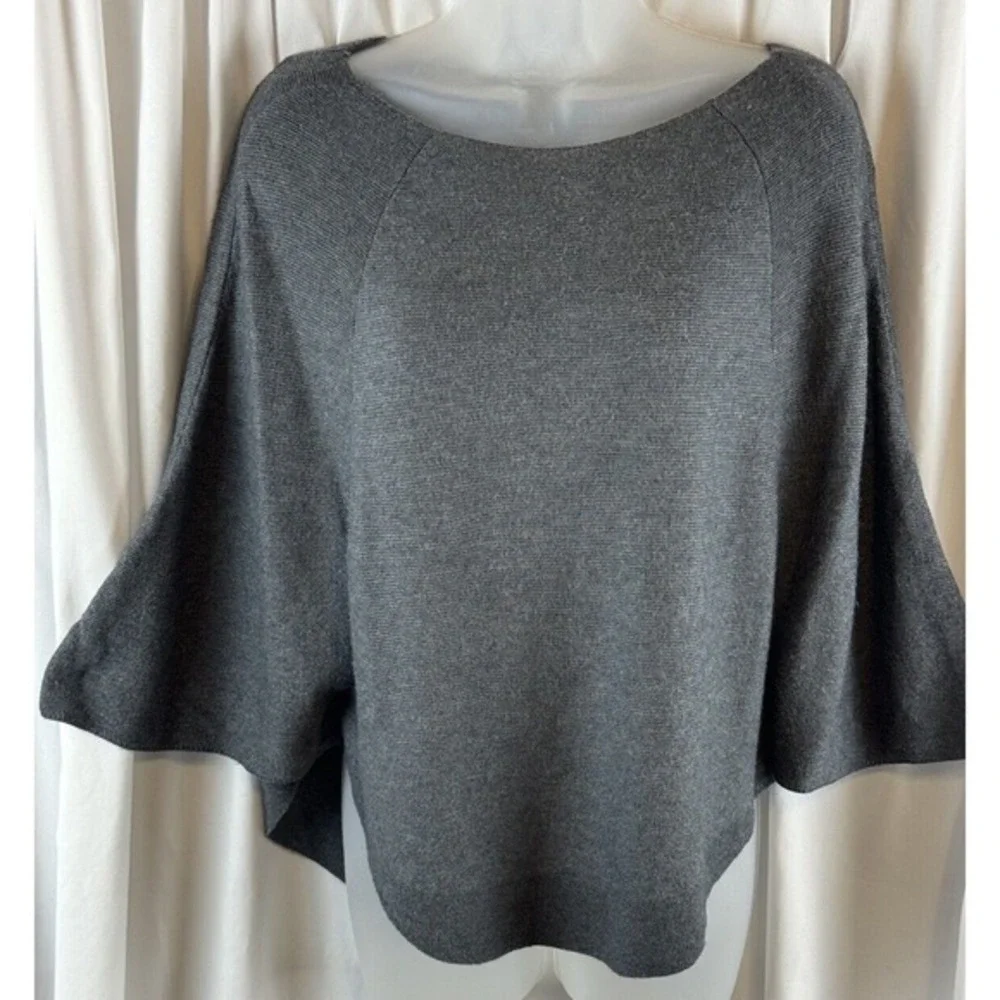 The Limited Gray Boat‎ Neck Batwing Sleeve Poncho Sweater XS/S Oversized 66-23